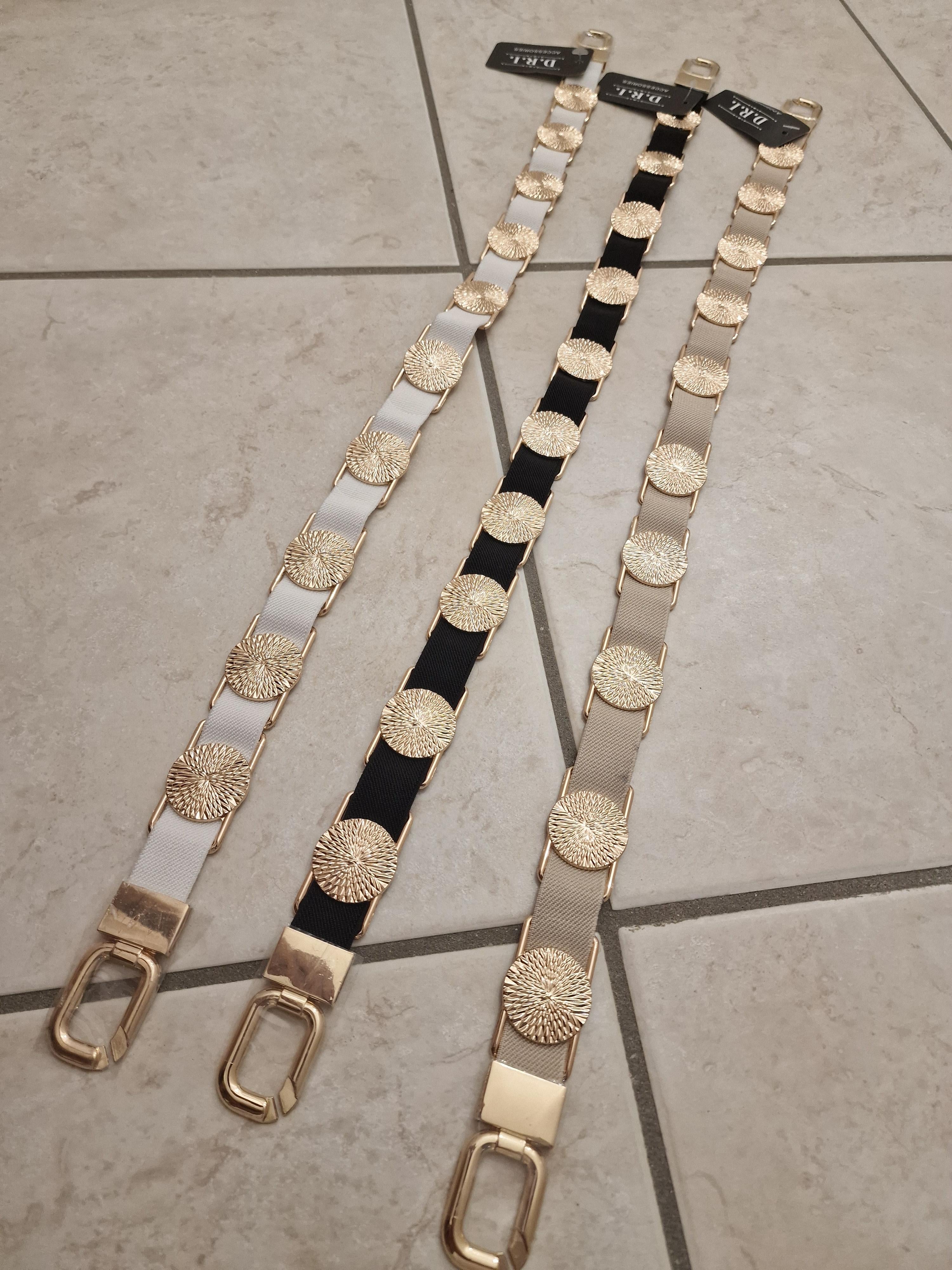 Eclissi Cintura Elegante In Bianco Nero E Beige Con Design Simplice E Versatile Per Vari Abbinamenti