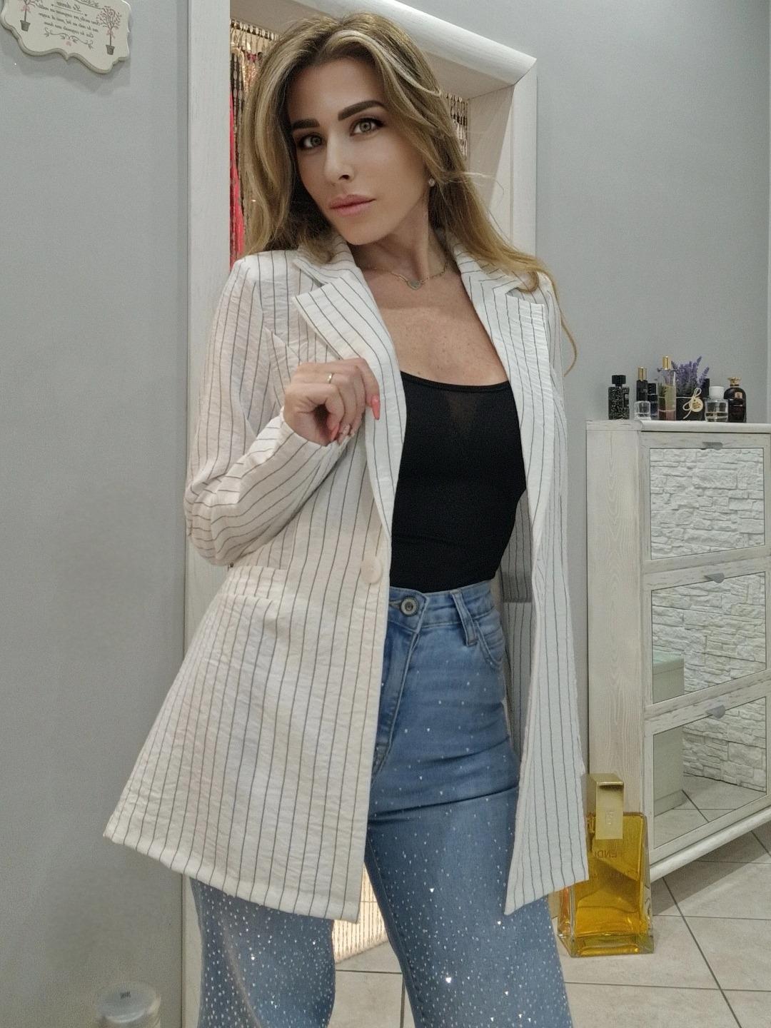 Blazer Gessato Bianco