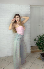 Denim Leo Pink in Strass