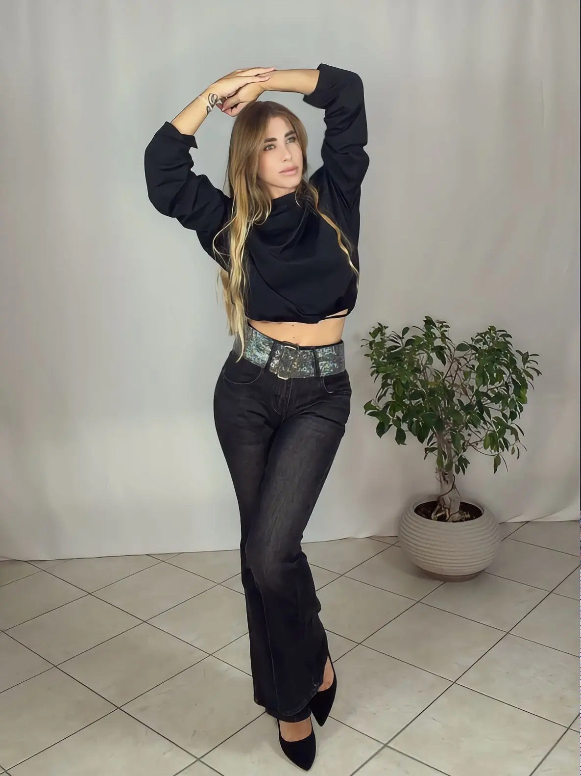 Denim Belt Shine