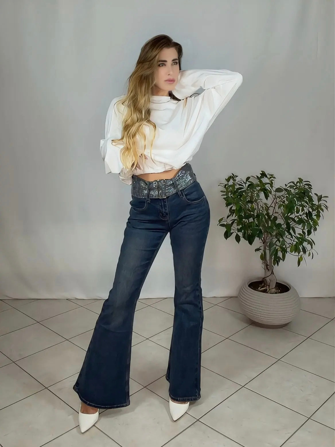 Denim Belt Shine