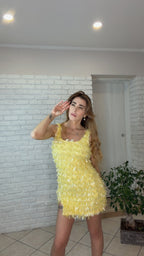 Mini Dress Piume di Paillettes