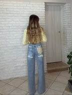 Denim Crystal Pocket