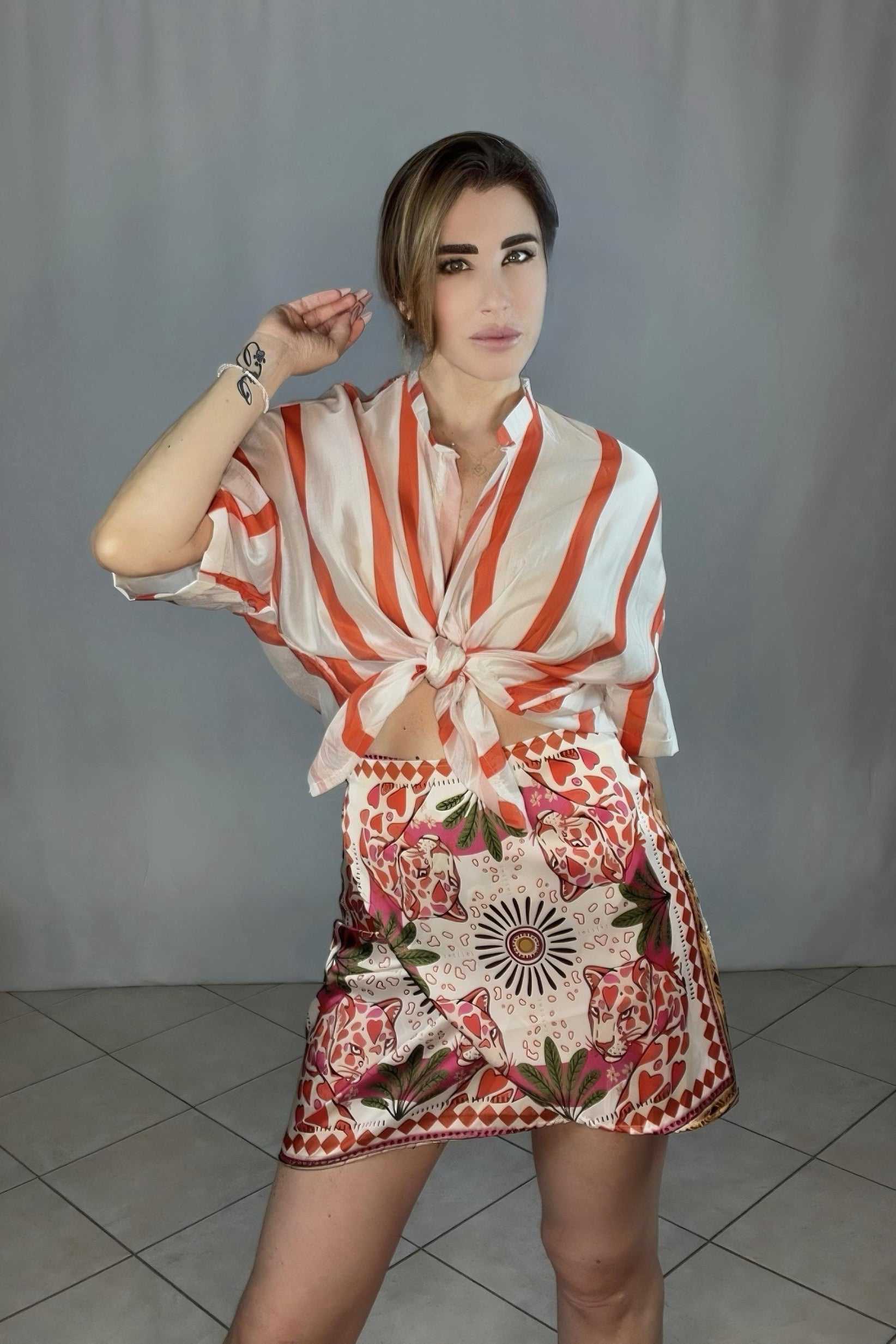 Camicia Satin collo Coreano