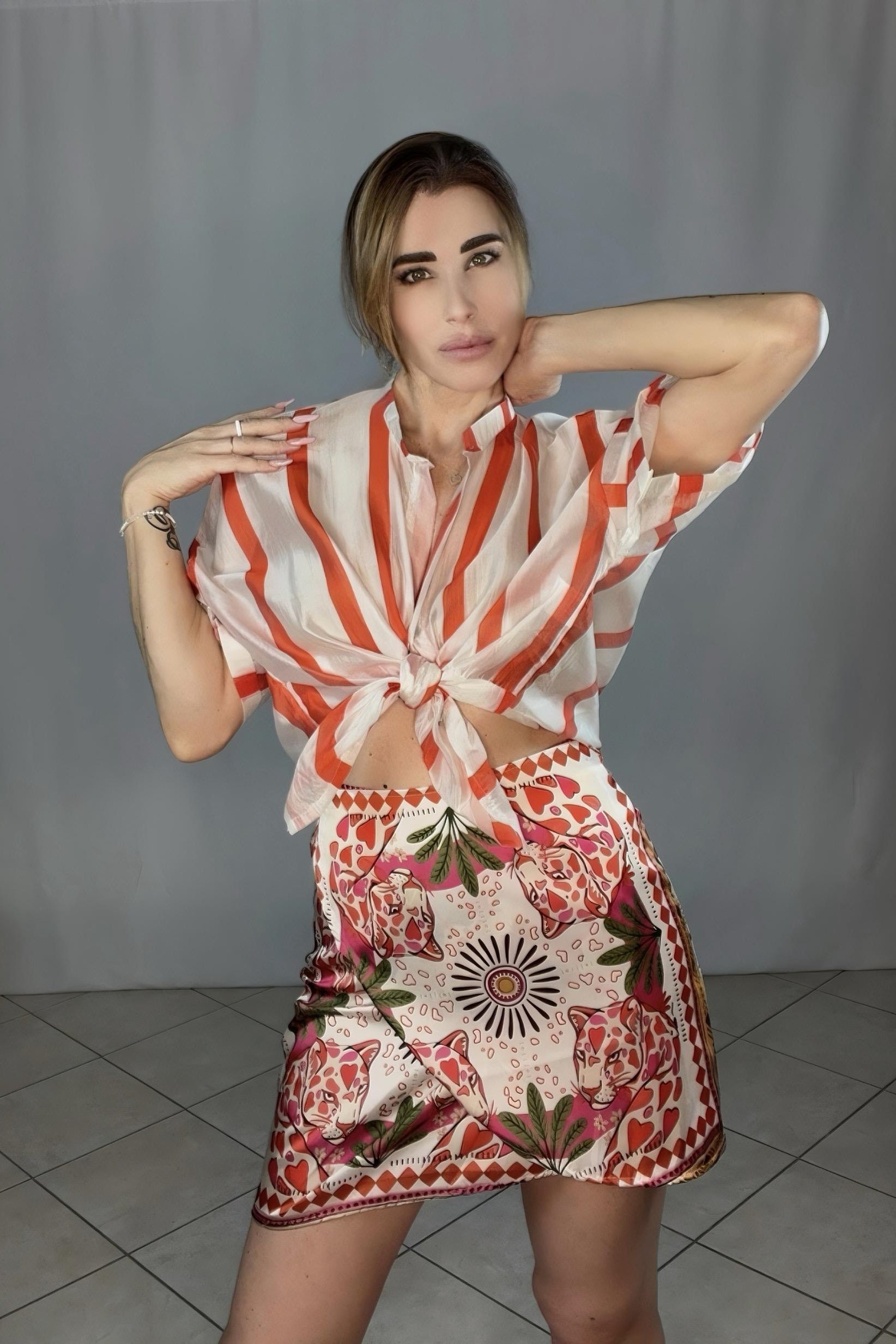 Camicia Satin collo Coreano