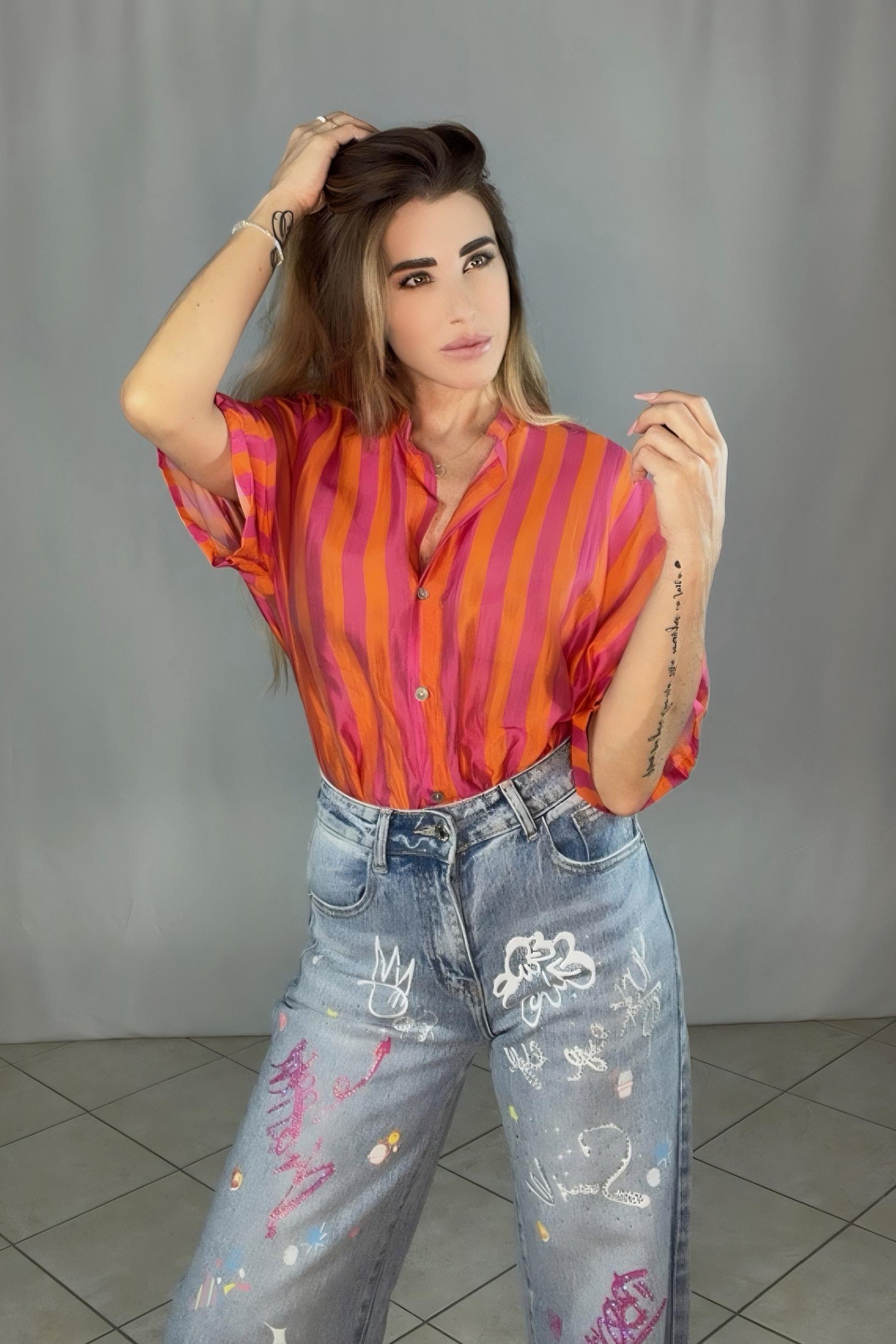 Camicia Satin collo Coreano