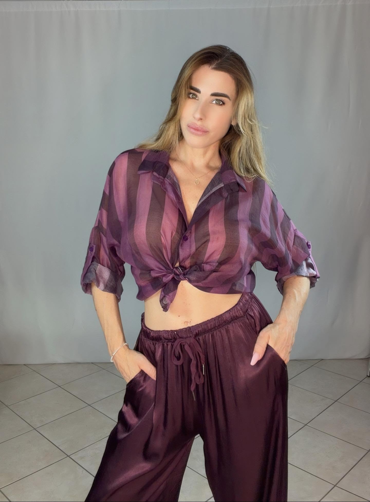 Camicia Satin Collection con Colletto